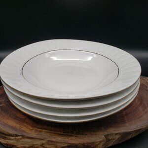 Vintage Gibson Designs Heritage Gold Soup Bowl 8" Set of 4 White with Gold Trim